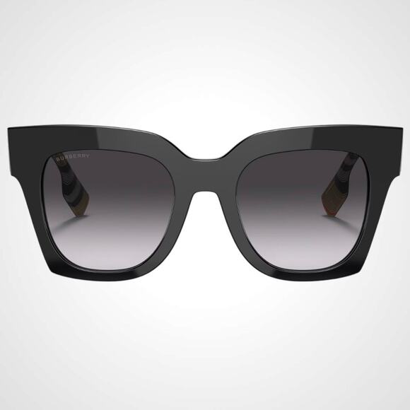 New Burberry Sunglasses Black Square Checkered Arms Womens 49mm BURBERRY - Picture 2 of 7